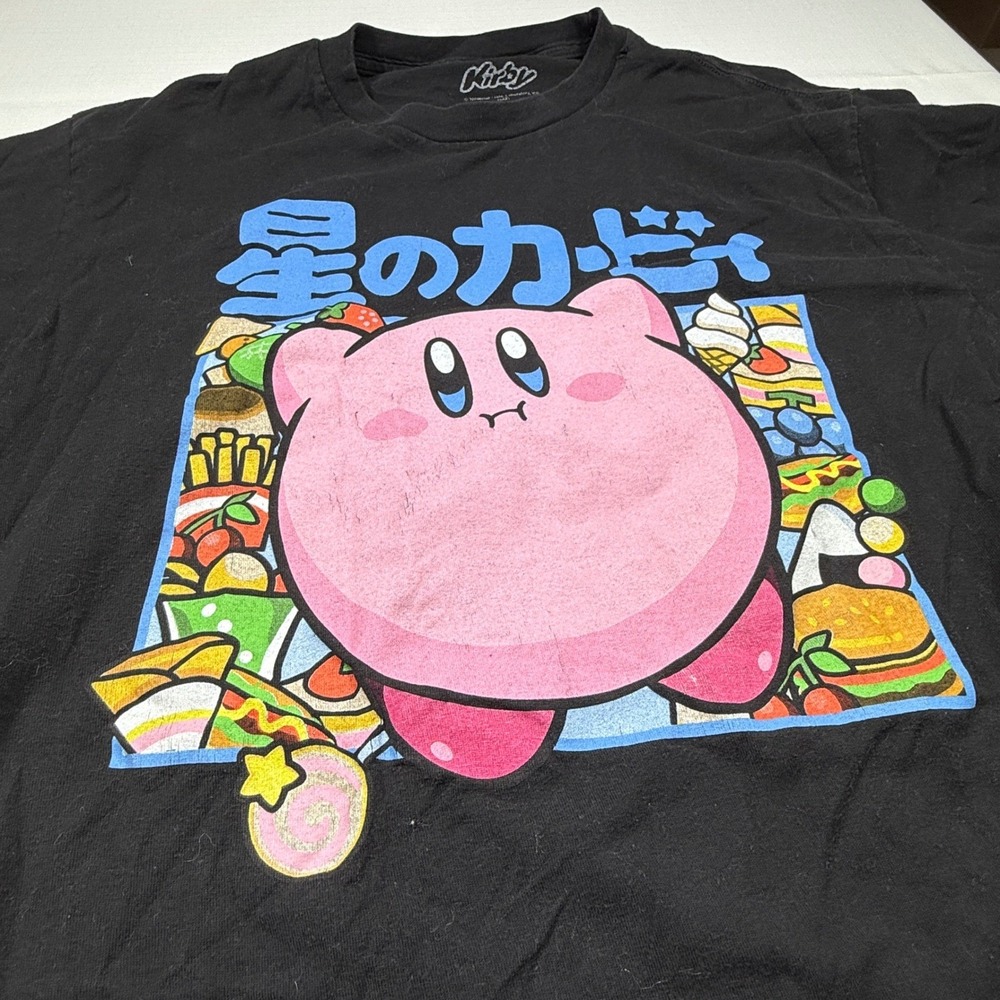 Kirby T Shirt Nintendo HAL Laboratory Black Graphic Tee Mens‎ L